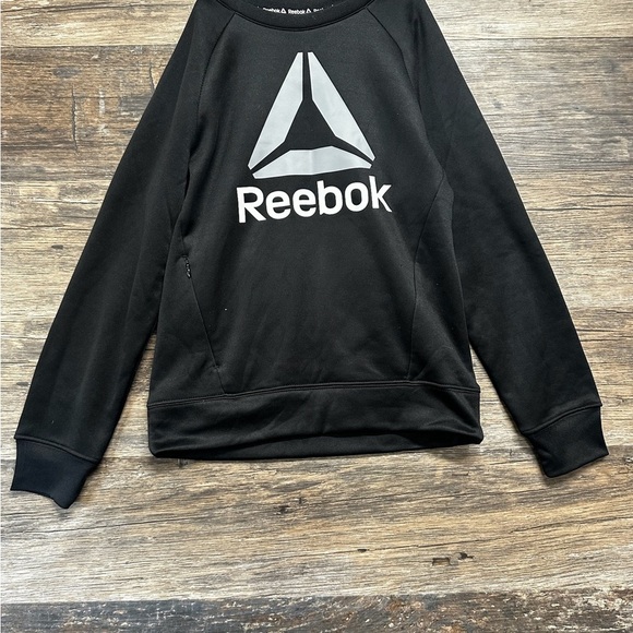 Reebok Black Crewneck Sweatshirt with Logo Design Boys L 10/12 - Picture 1 of 5